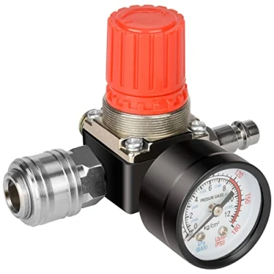 Afbeelding van Noosverl 1/4 inch drukregelaar, perslucht, EU standaard, 4 gaten, schakelaar, compressor, regelventiel met manometer voor luchtcompressor