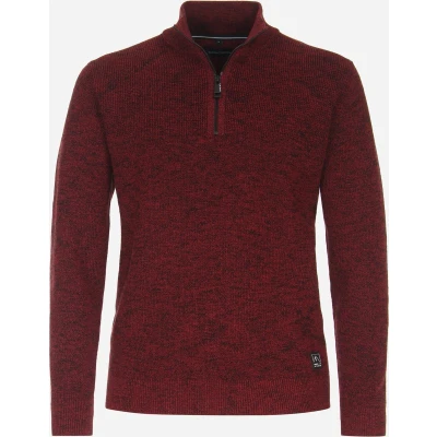 Afbeelding van Casa Moda Half Zip Trui Rood maat 3XL Heren Schipperstrui met Regular fit Pasvorm Polyester