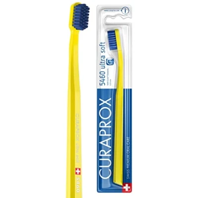 Afbeelding van Curaprox Tandenborstel CS 5460 Ultra Soft Handtandenborstel voor volwassenen met Curen borstelharen Geel Blauw
