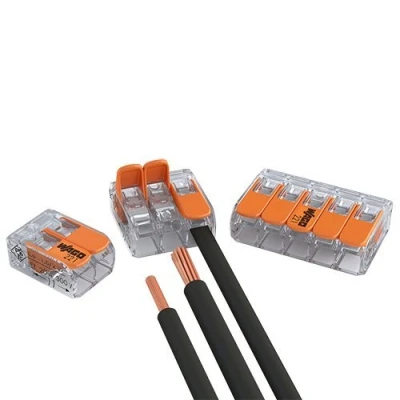 Afbeelding van WAGO Set van 30 aansluitterminals 15x 2, 10x 3, 5x 5 draden met lever 0,2 4 mm² klein design, transparant