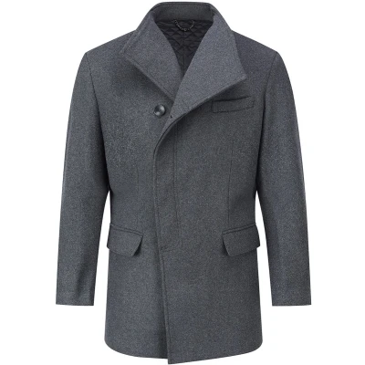 Afbeelding van Allthemen Heren Lange Mantel Wollen Winterjas Slim Fit Jas S