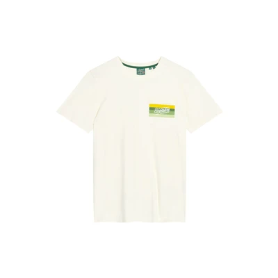 Afbeelding van Superdry CALI Striped LOGO Tshirt print, Heren, Maat: Medium, Off white slub