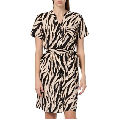 Afbeelding van OBJECT blousejurk OBJJACIRA met zebraprint en ceintuur zwart/ wit