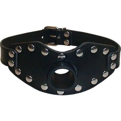 Afbeelding van Mister B Leather Strap On Piss Gag Zwart