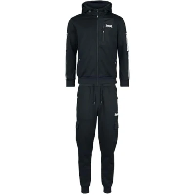 Afbeelding van Lonsdale Heren trainingspak met capuchon normale pasvorm BULOUGH, zwart/wit, 3XL