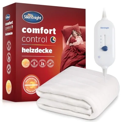 Afbeelding van Silentnight Comfort Control Warmte onderbed, 150 x 80 cm, elektrische deken voor bed met 3 warmtestanden, ultrasnel, opwarmen, elastische banden, wasbaar in de wasmachine, cm