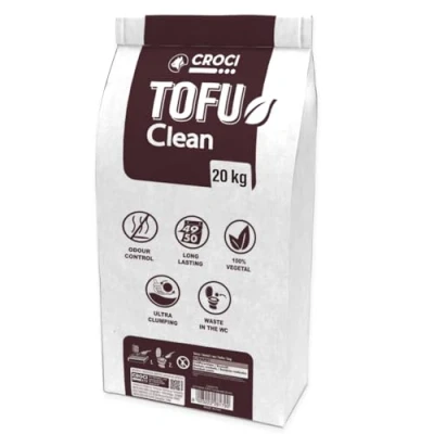 Afbeelding van Croci Tofu Clean kattenbakvulling, klonterend, biologisch afbreekbaar, 100% plantaardig, geurremmend, duurzaam, goedkoop