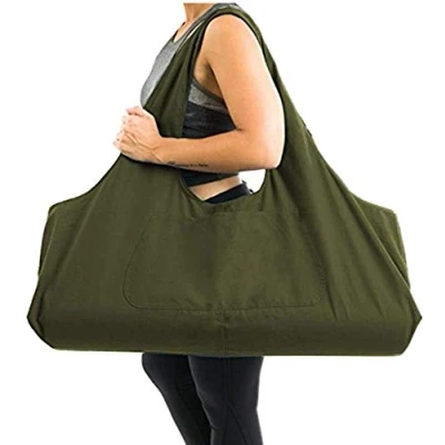 Afbeelding van Namvo Grote Yogamat Tas Multifunctionele Gymtas Yoga Mat Tote Sling Carrier met Zijvak Past Op De Meeste Maat Matten, Legergroen