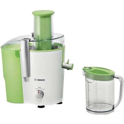 Afbeelding van Bosch MES25G0 Sapcentrifuge VitaJuice 2 700 W, XL vulschacht, roestvrijstalen microfilterzeef, wit/appelgroen Met DripStop Weiß/Apfelgrün
