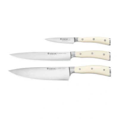 Afbeelding van WÜSTHOF Classic Ikon creme Koksmes, Vleesmes en Officemesje 3 dlg., Crème