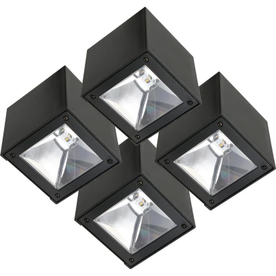 Afbeelding van KS Verlichting Set 4 stuks LED Solar Cube wandlamp zwart vierkant