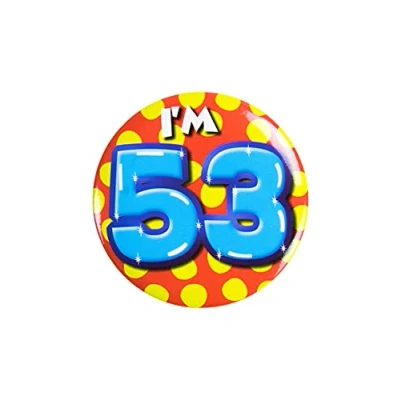 Afbeelding van Paper Dreams Button I&#039;m 53 Staal 5,5 Cm Rood/geel/blauw