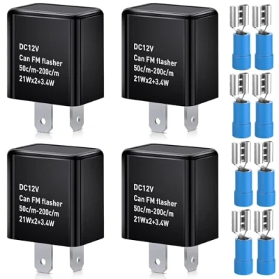 Afbeelding van Gebildet 4pcs Universele 12V 2Pin Knipperrelais,Auto Motorfiets LED Richtingaanwijzer Knipperrelais,Snelheid Verstelbare Elektronische Hyper Flash Indicator,Knipperrelais(Zwart)