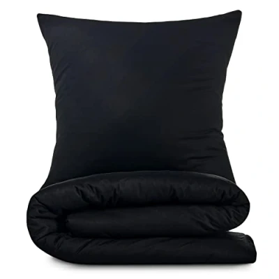 Afbeelding van Alreya 3 delig renforcé beddengoed 200 x cm met 2 kussenslopen 80 100% katoen YKK ritssluiting, superzachte dekbedovertrek, Oeko Tex® standaard gecertificeerd, Zwart