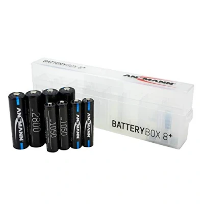 Afbeelding van Ansmann 4 x batterij AA type 2800mAh (min. 2650mAh) + 4X AAA 1050mAh accubox NiMH 1,2V oplaadbare batterijen, hoge capaciteit voor stroombehoeften 1300 0018 590 zilver