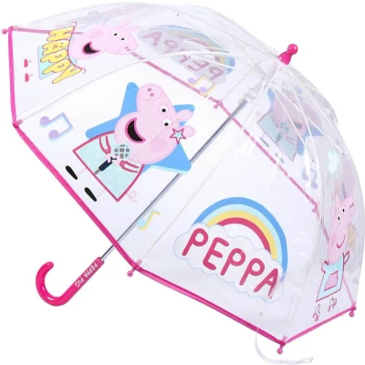 Afbeelding van Disney Peppa Pig paraplu transparant/roze D71 cm voor kinderen Paraplu&quot;;s