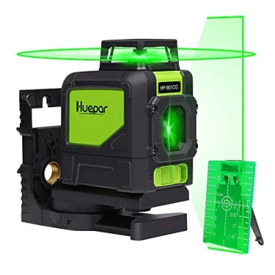 Afbeelding van Huepar 901CG kruislijnlaser, 1 x 360 graden, groen, graden lijnlaser, zelfnivellerend laserniveau met pulsfunctie, omschakelbaar horizontale lijn, 25 m werkruimte, incl. magnetische houder