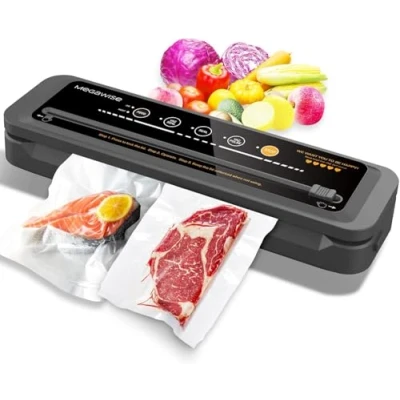 Afbeelding van MEGAWISE 80kPa Vacuüm Sealer, One Touch Automatische Food Saver met Droge, Vochtige Verse Modes, Draagbare Sealing Machine 10 Zakken &amp; Cutter