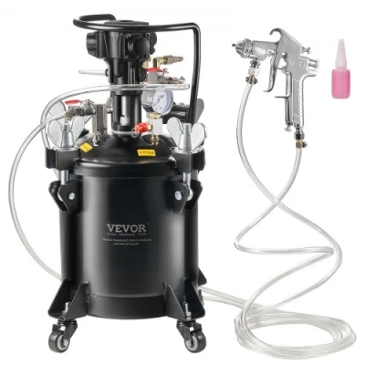 Afbeelding van VEVOR drukpot met spuitverf, 10 l/2,5 gal volautomatische roerdruk pottank, 70 psi Adjustale druk, verftank spuitpistool en slangen, voor huisdecoratie industrie schilderen