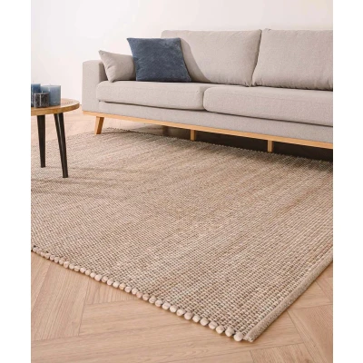 Afbeelding van Wollen Vloerkleed Lett Beige/crème 90x160 Cm