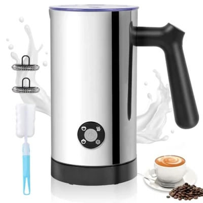 Afbeelding van Casimhu 4 in 1 elektrische melkopschuimer, automatische warme en koude opschuimer met toetsbediening, melkwarmer van roestvrij staal, melkopschuimer voor koffie, latte, cappuccino