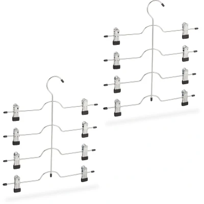 Afbeelding van Relaxdays 4x broekhangers met knijpers kledinghanger voor broeken kleerhanger