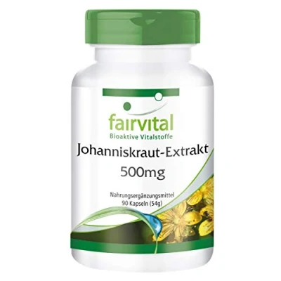 Afbeelding van Fairvital Sint janskruid capsules 500mg extract per capsule gestandaardiseerd op 0,3% hypericine Hertshooi (Hypericum perforatum) 90