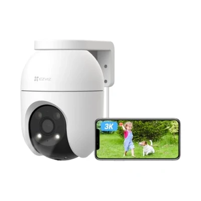 Afbeelding van EZVIZ 5MP Pan&amp;Tilt WLAN camera, bewakingscamera voor buiten, met persoon /voertuigherkenning, 2 weg audio, automatische tracking en nachtzicht in kleur, weerbestendig H.265 videotechnologie, C8c 3K