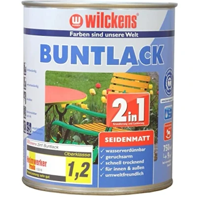 Afbeelding van Wilckens 2 in 1 acryl kleurlak voor binnen en buiten, zijdemat, 750 ml, RAL 9005 diepzwart