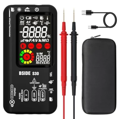Afbeelding van BSIDE Intelligente digitale multimeter met dubbele voeding, elektricientester thermometer, IR 9999, counts tester, diode verlichting, led capaciteit, voltmeter, ampèremeter voor automotive