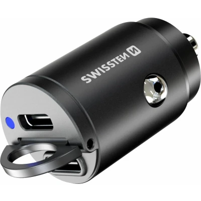 Afbeelding van Swissten Autolader 45W 2x USB C Snellader Zwart