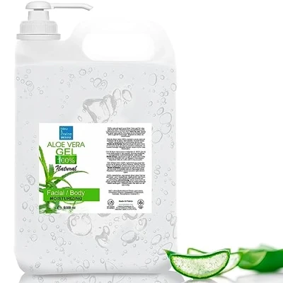Afbeelding van 100% Natuurlijke Aloë Vera gel Concentrate Spaarpakket 5000 ML Jerrycan met pomp Conditioner Haargel After Sun na het scheren Hydraterende voor gezicht en lichaam