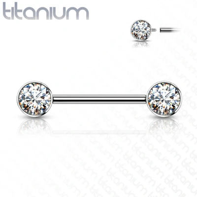 Afbeelding van Piercing titanium steen wit 12mm