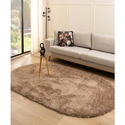 Afbeelding van Ovaal Hoogpolig Vloerkleed Velvet Posh Beige 280x380 Cm