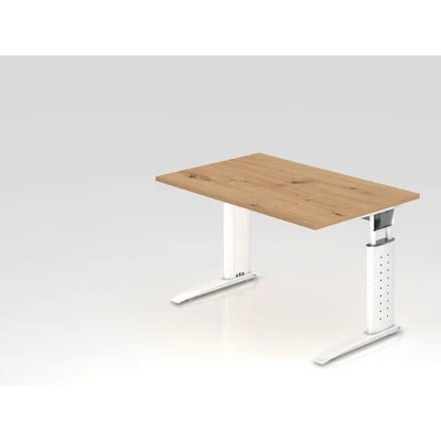 Afbeelding van UNDA 12 W Bureau 120x80 Tafelhoogte I In hoogte verstelbaar Essen Eik/Wit