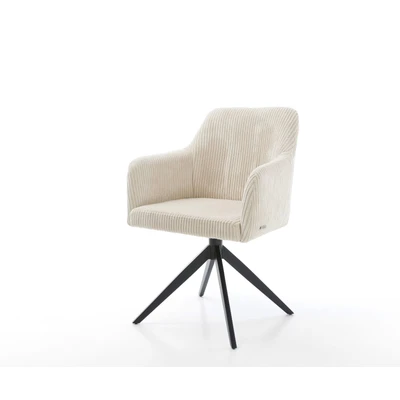 Afbeelding van DELIFE Draaistoel Greg Flex koord beige kruisframe breed zwart 360 draaibaar rocker functie pocketveer kern