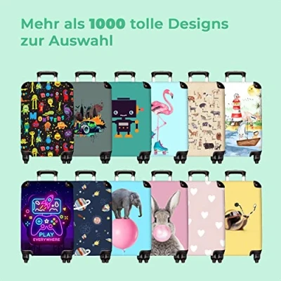 Afbeelding van NoBoringSuitcases.com koffer Pauw Veren Regenboog Bloemen Jungle Reiskoffer Handbagage Trolley op wieltjes Past binnen 55x40x20 cm en 55x35x25 Fotokoffer Hardcase Lichtgewicht TSA slot Kofferslot