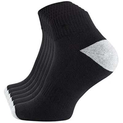 Afbeelding van STARK SOUL Quarter Performance Sportsokken, functionele sokken voor dames en heren (2 paar), hardlopen, joggen, wielrennen, fitness, triatlon, wandelen, zwart, wit, zwart/grijs, 39 42 EU