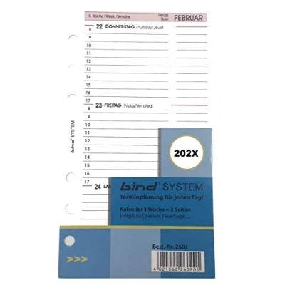 Afbeelding van bind B260225 Kalender 2025, A6, agendavulling, dagkalender, 1 week, 2 pagina&#039;s