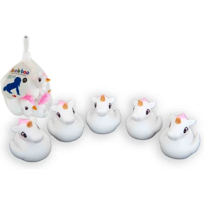 Afbeelding van 5 Eenhoorn badfiguren in net 8490