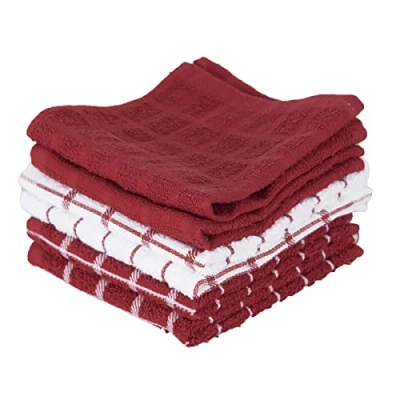 Afbeelding van Ritz 100% Terry Katoen, Zeer Absorberende Vaatdoek Set, x 12, Paprika Rood, 6 Pack 30,5 cm