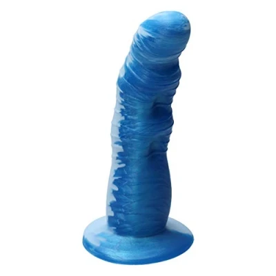 Afbeelding van Ylva &amp; Dite Rhea Siliconen Dildo met zuignap Made in Holland Pastel Blauw / Helder Metallic