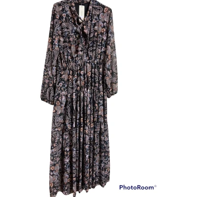 Afbeelding van Maxi jurk, zwart, gebloemd, One size