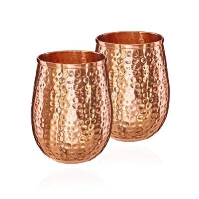 Afbeelding van NKlaus 2x Koperen Mok puur koper 100% Ayuverda Drinkbeker Ovaal Moscow Mule 500ml 11262