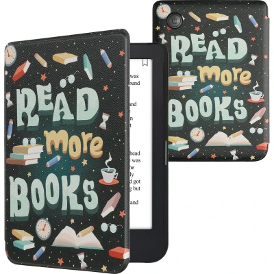 Afbeelding van kwmobile E reader hoesje geschikt voor Kobo Clara 2E hoes flip case met magnetische sluiting Ereader cover Read More Books design in blauw / geel groen