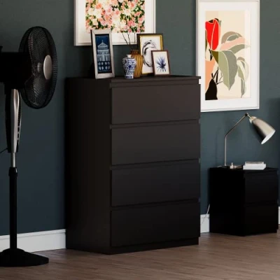 Afbeelding van Vida Designs Commode Denver zwart 4 laden