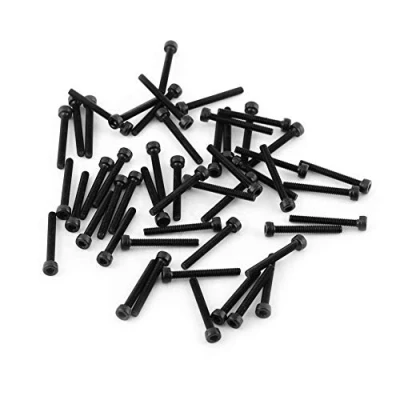 Afbeelding van M3 Zwarte Zeskantige Dopschroefboutenset, 12,9 Kwaliteit Gelegeerd Koolstofstaalbevestiging, Accessoire Voor Reparatiegereedschap, 4 50 Mm, Met Hoge Sterkte(M3*25mm【half tooth】 pcs/pack)