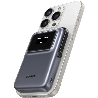 Afbeelding van UGREEN Uno 10000mAh Magnetische Powerbank met USB C snellaadfunctie draadloze power bank standaard compatibel iPhone 16 Pro Max/16 Pro/16/15 Max/Pro/15/14 (Zwart)