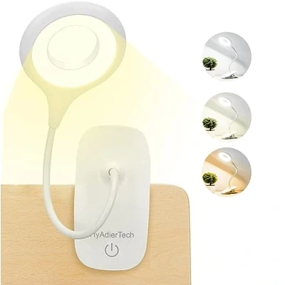 Afbeelding van HyAdierTech leeslamp om vast te klemmen, voor boek, 40 leds, oogbescherming, 3 kleuren, helderheden, met flexibele hals, oplaadbare USB leeslamp, bureaulamp
