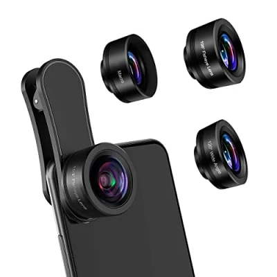 Afbeelding van AFAITH Smartphone cameralens, 3 in 1 telefoonlens, 20 x macrolens en 198 Fisheye lens &amp; 120 groothoeklens voor iPhone Samsung Huawei